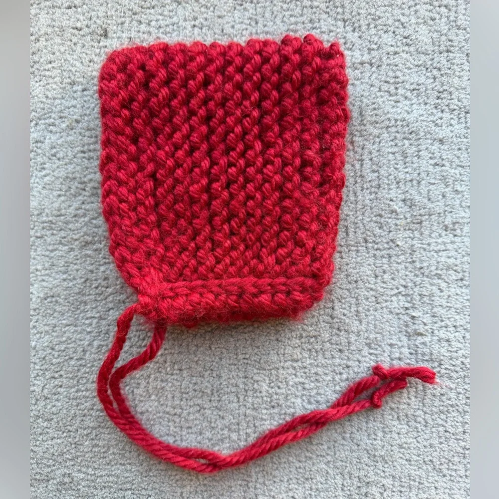 Cozy Red Knit Baby Bonnet